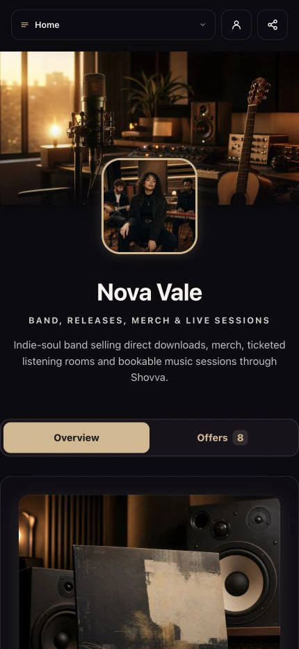 Fictional Lina Hart customer page demonstrating where creator-controlled content appears