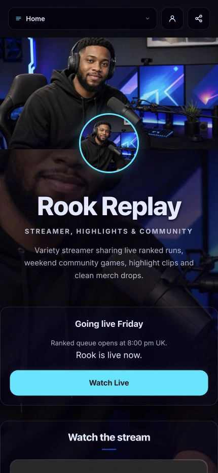 Rook Replay demonstration profile built with the current Shovva product